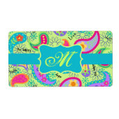 Lime Green Turquoise Modern Paisley Monogram (Vorne)