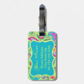 Lime Green Turquoise Modern Paisley Monogram Gepäckanhänger (Rückseite vertikal)