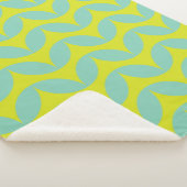 Lime Green und Aqua Blue Retro Leaf Muster Sherpadecke (3/4)