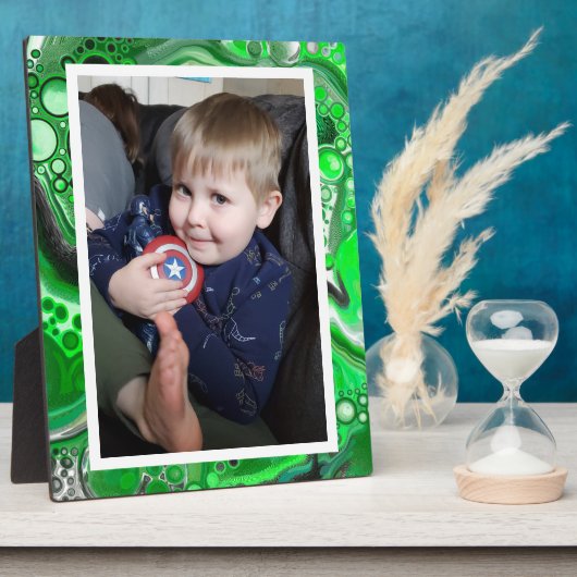 Lime Green und Black Imitate Marmor Foto Plaque Fotoplatte (Seite)