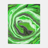Lime Green und Black Marmor wie Wirbel Fluid Art Fleecedecke (Vorderseite)