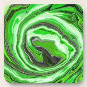 Lime Green und Black Marmor wie Wirbel Fluid Art Getränkeuntersetzer (Vorderseite)