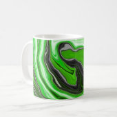 Lime Green und Black Marmor wie Wirbel Fluid Art Kaffeetasse (Vorderseite Links)