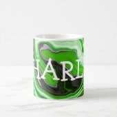 Lime Green und Black Marmor wie Wirbel Fluid Art Kaffeetasse (Mittel)