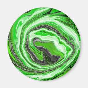 Lime Green und Black Marmor wie Wirbel Fluid Art Magnet
