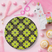 Lime Green und Black Modern Hipster Pattern Pappteller (Party)