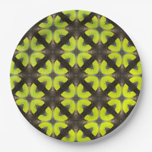 Lime Green und Black Modern Hipster Pattern Pappteller