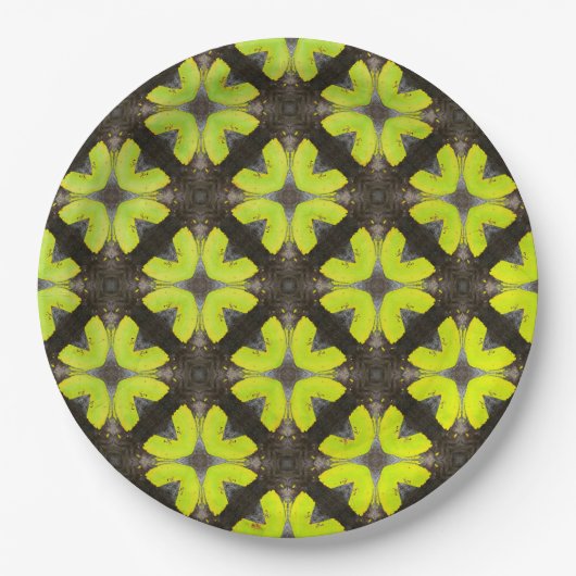 Lime Green und Black Modern Hipster Pattern Pappteller (Vorderseite)