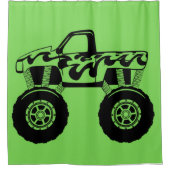 Lime Green und Black Monster Truck Duschvorhang (Vorderseite)