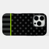 Lime Green und Black Polka Dot Stripes Case-Mate iPhone Hülle (Rückseite (Horizontal))