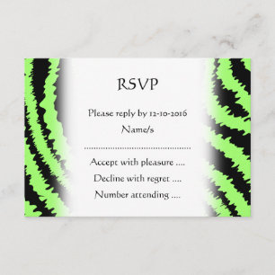 Lime Green und Black Zebra Print Pattern RSVP Karte