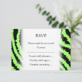 Lime Green und Black Zebra Print Pattern RSVP Karte (Stehend Vorderseite)