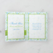 Lime Green und Blue Floral Foto Danke, Card Dankeskarte (Innenseite)