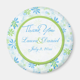 Lime Green und Blue Floral Gastgeschenk Hochzeit M Magnet