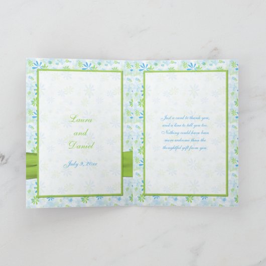 Lime Green und Blue Floral Vielen Dank Dankeskarte (Innenseite)