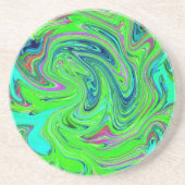 Lime Green und Blue Groovy Abstrakt Retro Art Getränkeuntersetzer (Vorne)