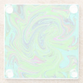 Lime Green und Blue Groovy Abstrakt Retro Art Glasuntersetzer (Rückseite)