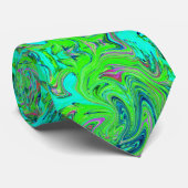 Lime Green und Blue Groovy Abstrakt Retro Art Krawatte (Gerollt)
