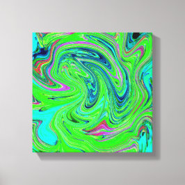 Lime Green und Blue Groovy Abstrakt Retro Art Leinwanddruck