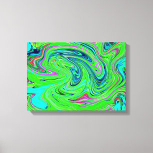 Lime Green und Blue Groovy Abstrakt Retro Art Leinwanddruck