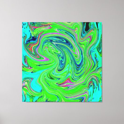 Lime Green und Blue Groovy Abstrakt Retro Art Leinwanddruck (Vorderseite)