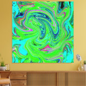 Lime Green und Blue Groovy Abstrakt Retro Art Leinwanddruck (Insitu (Wohnzimmer))