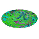 Lime Green und Blue Groovy Abstrakt Retro Art Schneidebrett (Ecke)