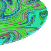 Lime Green und Blue Groovy Abstrakt Retro Art Schneidebrett (Ecke)