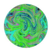 Lime Green und Blue Groovy Abstrakt Retro Art Schneidebrett (Vorderseite)