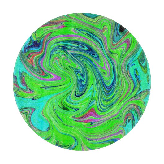 Lime Green und Blue Groovy Abstrakt Retro Art Schneidebrett (Vorderseite)