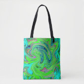Lime Green und Blue Groovy Abstrakt Retro Art Tasche (Vorderseite)