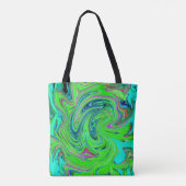 Lime Green und Blue Groovy Abstrakt Retro Art Tasche (Rückseite)
