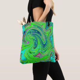 Lime Green und Blue Groovy Abstrakt Retro Art Tasche