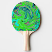 Lime Green und Blue Groovy Abstrakt Retro Art Tischtennis Schläger (Rückseite)