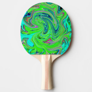 Lime Green und Blue Groovy Abstrakt Retro Art Tischtennis Schläger