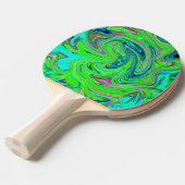Lime Green und Blue Groovy Abstrakt Retro Art Tischtennis Schläger (Vorderseite)