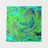 Lime Green und Blue Groovy Abstrakt Retro Art Wandteppich (Vorderseite (Horizontal))