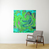 Lime Green und Blue Groovy Abstrakt Retro Art Wandteppich (Beispiel (Horizontal))