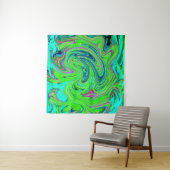 Lime Green und Blue Groovy Abstrakt Retro Art Wandteppich (Beispiel)