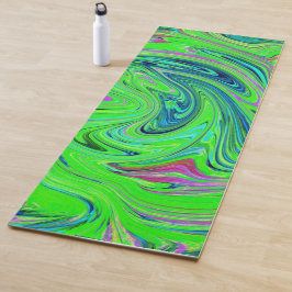 Lime Green und Blue Groovy Abstrakt Retro Art Yogamatte