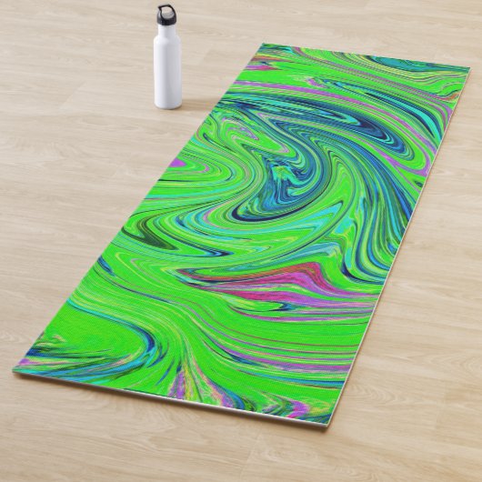 Lime Green und Blue Groovy Abstrakt Retro Art Yogamatte (Beispiel)
