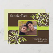 Lime Green und Brown Save the Date Foto Postkarten (Vorne/Hinten)