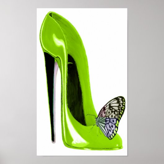 Lime Green und Butterfly Art Print Poster (Vorne)