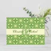 Lime Green und Cream Crosses and Squares Wedding Einladung (Stehend Vorderseite)
