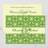 Lime Green und Cream Crosses and Squares Wedding Einladung (Vorne/Hinten)