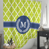 Lime Green und marokkanische Marine Monogram Duschvorhang