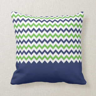 Lime Green und Navy Blue Zigzag Pillow Kissen