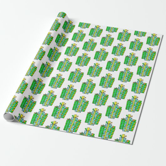 Lime Green und Orange Whimsical Cartoon Geschenke Geschenkpapier (Ungerollt)