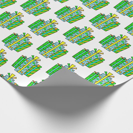 Lime Green und Orange Whimsical Cartoon Geschenke Geschenkpapier (Ecke)
