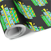 Lime Green und Orange Whimsical Cartoon Gifts Wrap Geschenkpapier (Rolleneckpunkt)